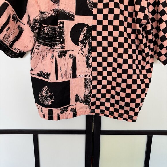 Collusion Women’s OVERSIZED FIT Shirt Checkered Size Small Pink Black Boxy - Picture 6 of 15